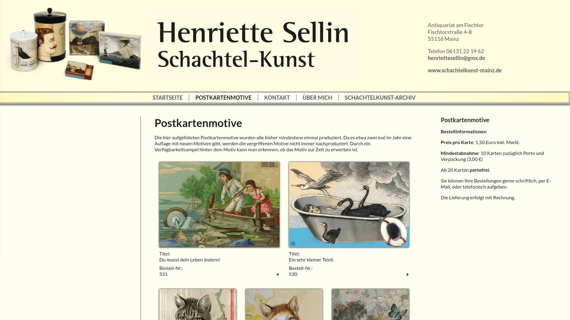 Screenshot of the Schachtelkunst Website